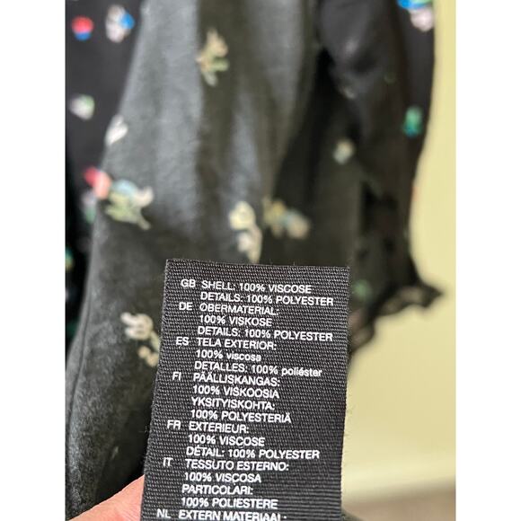 & Other Stories Black Floral Wrap Midi Dress Size 4 - Picture 3 of 4